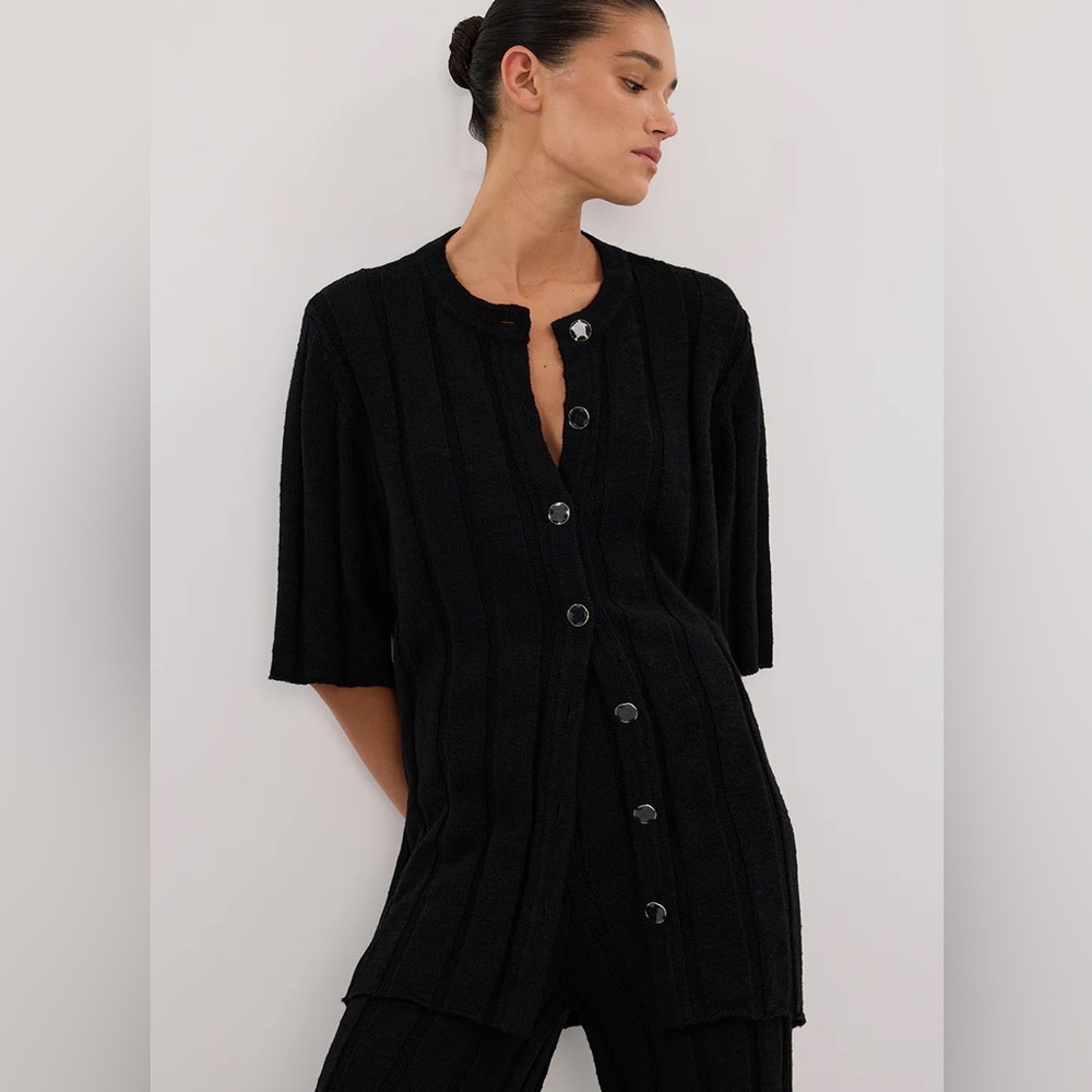 Dissh Jazz black button knit shirt - s / black NWT